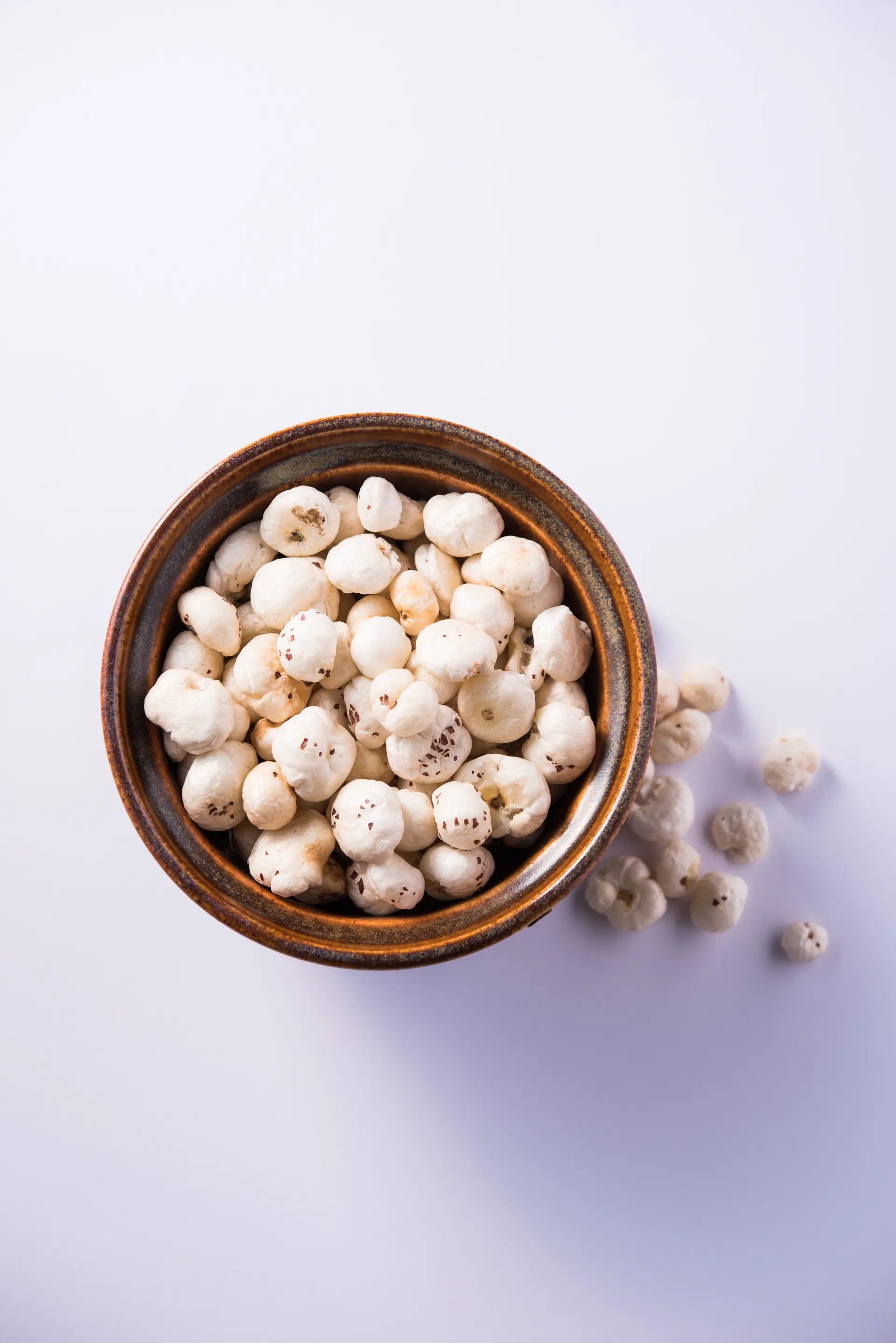 Premium phool makhana in a ceramic bowl